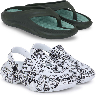 Kapani Fashion Men Slippers(Green, White , 7)