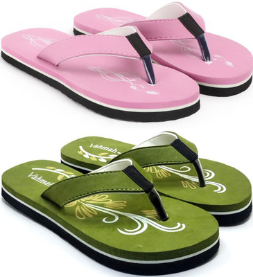 VAHMAH Women Slippers(Pink, Green , 8)