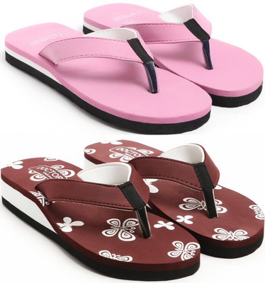 VAHMAH Women Slippers(Pink, Maroon , 7)