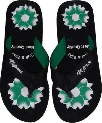 KGS traders Women Flip Flops(Black , 6)