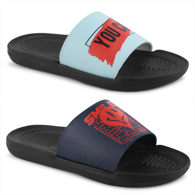 Foot Print Men Slides(Navy, Blue , 8)