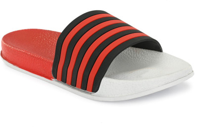 Shoe Island Men Slides(Red, White, Black , 6)