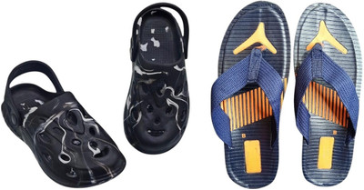BLIBBERS Men Slippers(Black, Blue , 7)