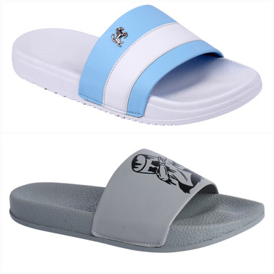 Foot Print Men Flip Flops(Multicolor , 11)