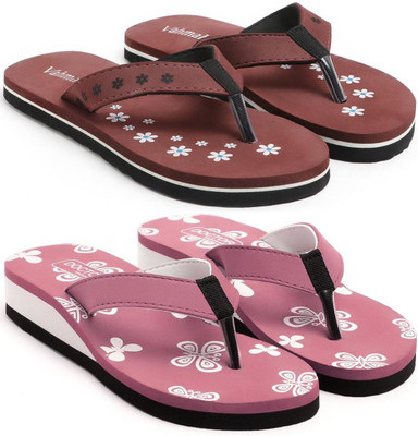 VAHMAH Women Slippers(Maroon, Pink , 7)