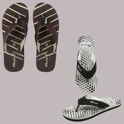 PKKART Men Slippers(Brown, Grey , 9)