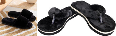 rexizone Women Flip Flops(Black, Grey , 4)