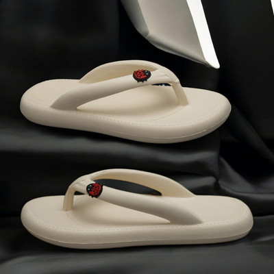 house of common Women Flip Flops(Off White , 8)