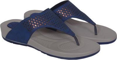 VRINDHA Women Flip Flops(Navy , 7)