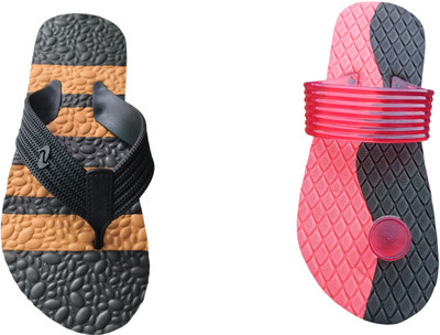 skyflip Men Slippers(Brown, Red , 6)