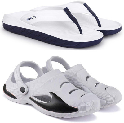 Pampy Angel Men Slippers(White, Grey , 6)