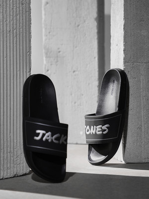 JACK & JONES Men Slides(Black , 6)
