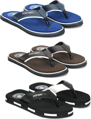 Stepsoft Men Slippers(Blue, Brown, Black , 6)