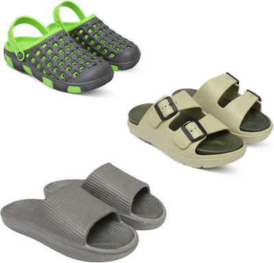 Acorn Men Slides(Green, Beige, Grey , 8)