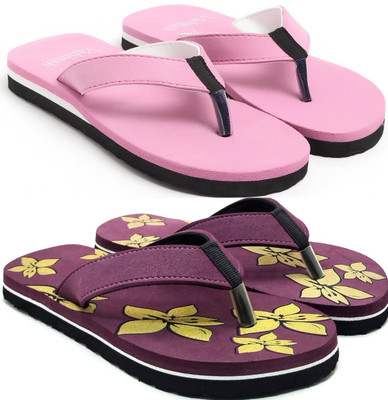 VAHMAH Women Slippers(Pink, Purple , 5)