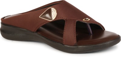 SMR FASHION Women Slippers(Brown , 6)