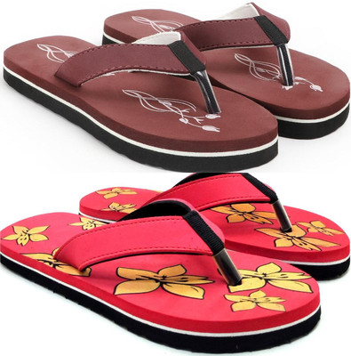 VAHMAH Women Slippers(Maroon, Red , 4)