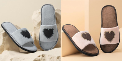Y key Women Flip Flops(Grey, Beige , 4)