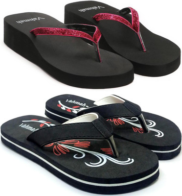 VAHMAH Women Slippers(Maroon, Black , 7)