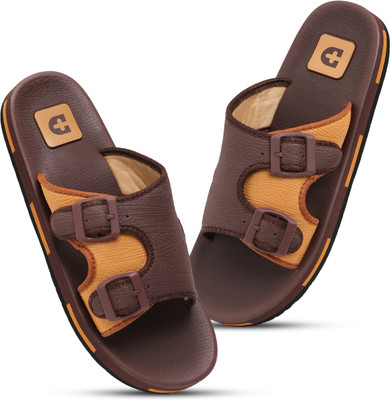 Footup Men Newly Launch Stylish | Cushioned | Comfortable | Breathable | Adjustable Strap Slippers(Brown , 9)