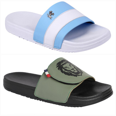Foot Print Men Slides(Multicolor , 11)