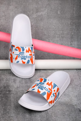 Footox Men Slippers | Slides | Flipflop | Clogs | Ortho | Acupressure Slides(White , 6)