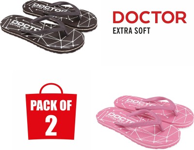 DOCTOR EXTRA SOFT Women Slippers(Brown, Pink , 4)