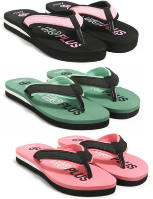 zebio Women Slippers(Black, Pink, Green, Black, Pink, Black , 5)