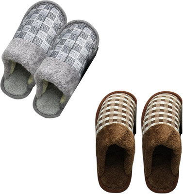 Mahi Enterprises Men Flip Flops(Grey, Brown , 8)