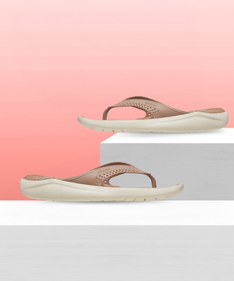 CROCS Men Flip Flops(Beige, Brown , 8)
