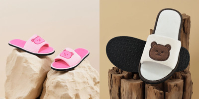 Y key Women Flip Flops(Pink, Off White , 6)