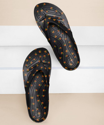 CROCS Women Kadee II Graphic Flip Flops(Multicolor, Black , 2 UK/India)