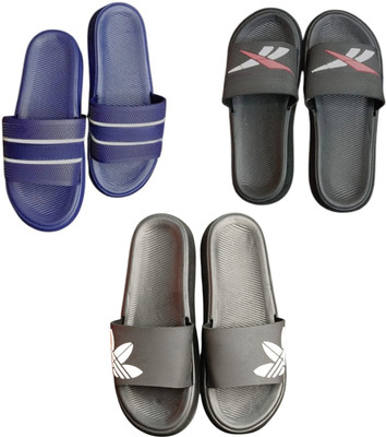 BLIBBERS Men Slides(Blue, Black, Grey , 7)