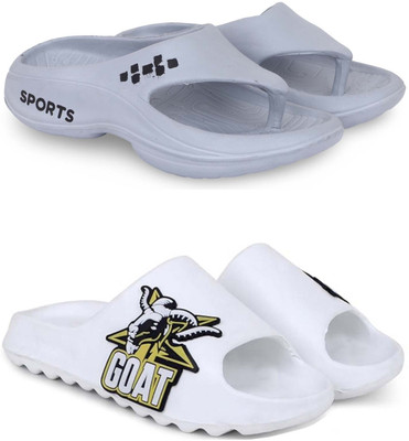 Pampy Angel Men Slippers(Grey, White , 6)