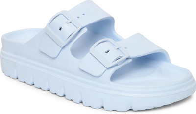 OZZOH Women Slides(Blue , 8)