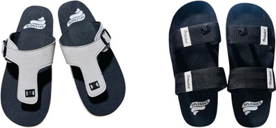 Splendid Enterprises Men Slippers(Grey, Black , 7)