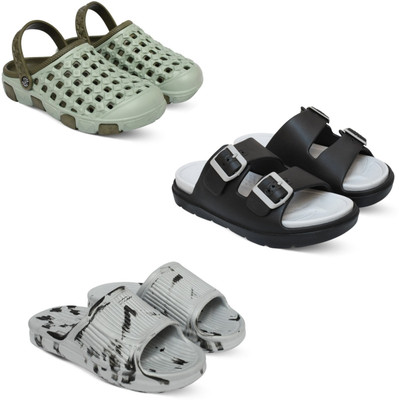 Acorn Men Slides(Olive, Grey, White , 6)