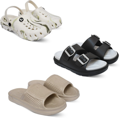 Acorn Men Slides(White, Grey, Beige , 8)