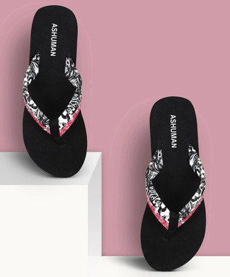 ASHUMAN Women Stylish & Casual Footwear For Women & Girls Perfect For Daily Wear| Walking Slippers(Black, Red , 6)
