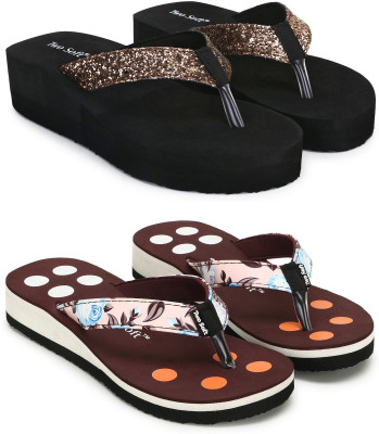 TWO SOFT Women Combo Pack Of 2 Women Slipper Stylish Casual Light & Soft Comfortable Daily Wear Slippers(Multicolor , 5)