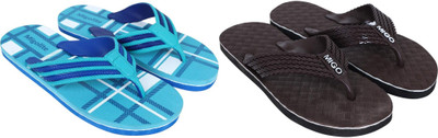 MIGOLITE Men Flip Flops(Blue, Brown , 7)