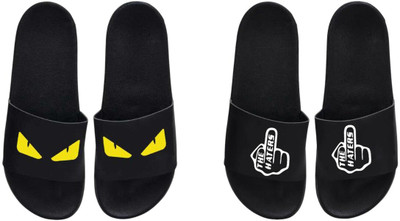 nvisan Men Slides(Yellow, White, Black , 8)