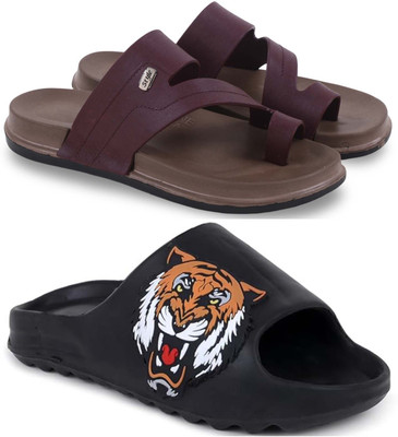 KAPYANSH Men Slippers(Maroon, Black , 8)