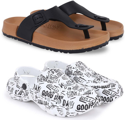 KAPYANSH Men Slippers(Beige, White , 10)