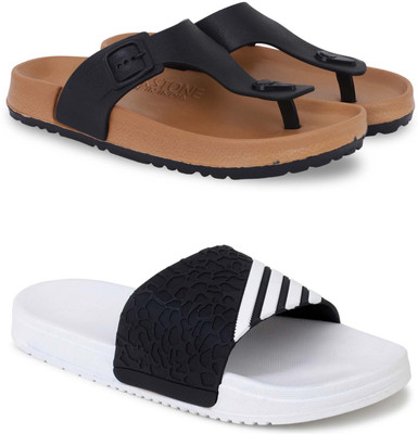 Kapani Fashion Men Slippers(Beige, White , 9)
