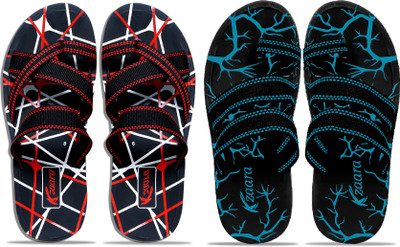 KANEGGYE Men Flip Flops(Red, Blue , 7)
