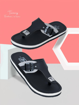 taranag Men Flip Flops(Black , 8)