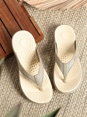 FLITE Women Flip Flops(Beige , 7)