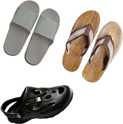BLIBBERS Men Slippers(Grey, Brown, Black , 6)