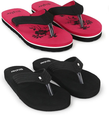 BIZLER Men Ortho Comfort Slippers | Anti-Slip, Lightweight & Durable Flip Flops(Black, Pink , 7)